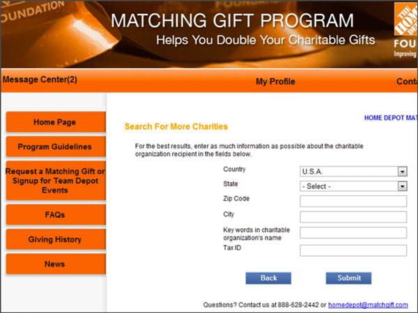 Locate the Nonprofit in the Matching Gift Online Submission Process