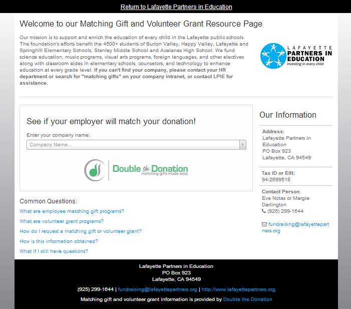 Create your own matching gift pages on Double the Donation's servers