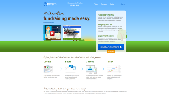99Pledges is an excellent fundraising website for "event-a-thon" style fundraisers.