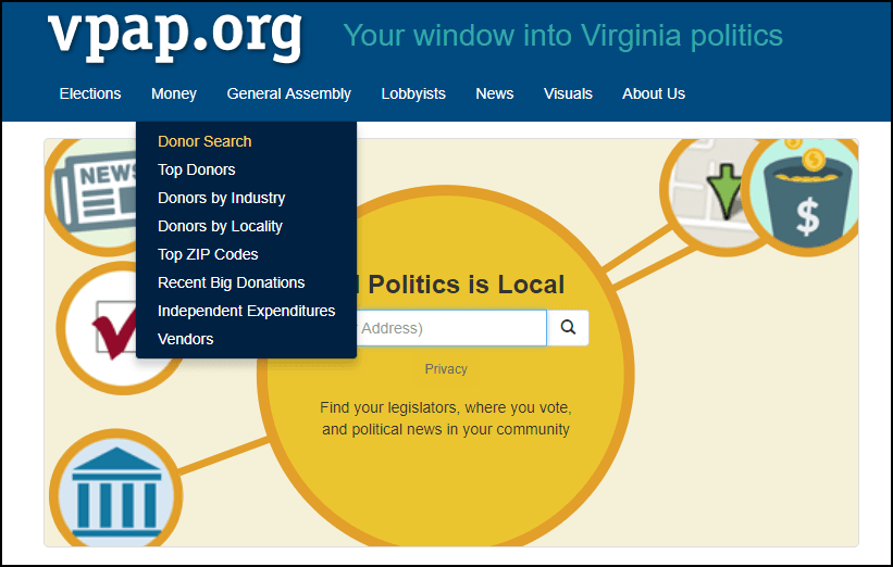Look for some local political contributions databases in your area.