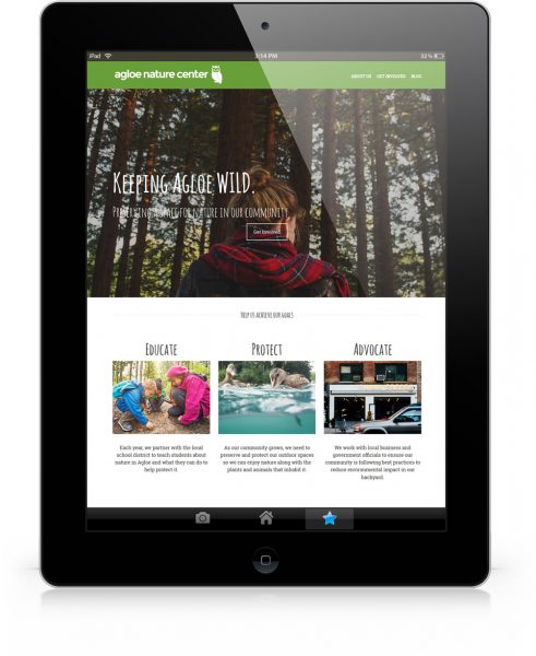 Agloe Nature Center has optimized their website for mobile so that it looks and functions beautifully on a tablet.