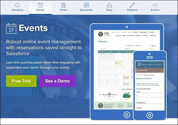 The Events App by Soapbox Engage is a perfect event management Salesforce tool for smaller nonprofits.
