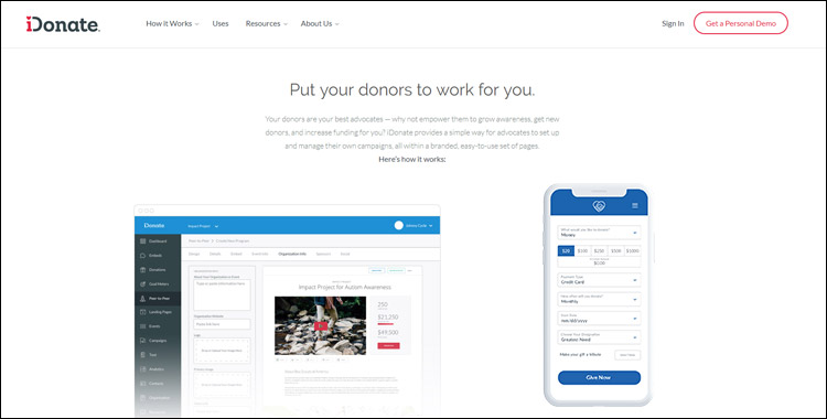 iDonate provides beautiful donation buttons for larger nonprofits.