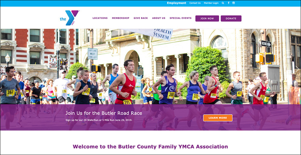 Morweb helped the Butler Country Family YMCA create a beautiful top nonprofit website.