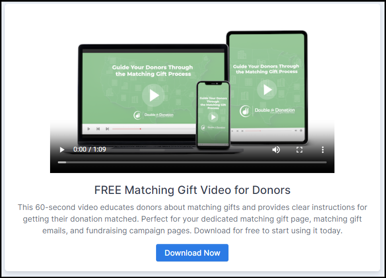Free Double the Donation-branded matching gift video
