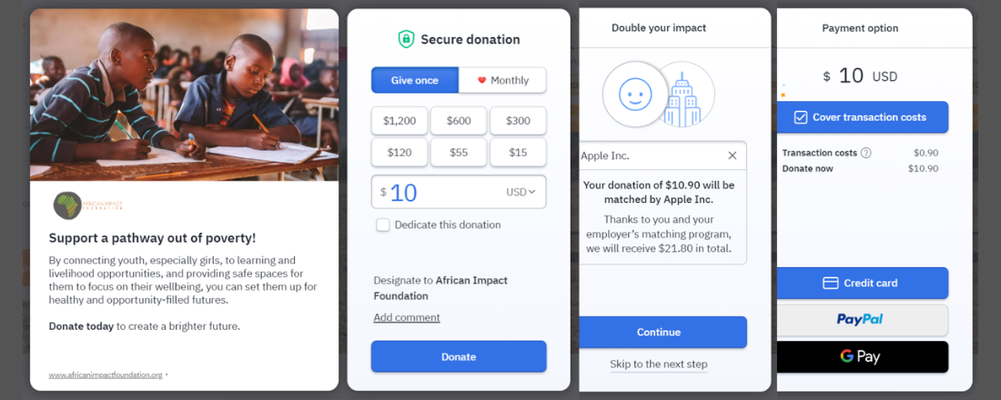 Donation page using fundraising software