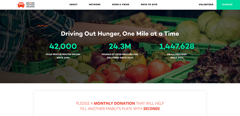 This image shows an example of Second Helpings Atlanta’s employee giving campaign initiatives.