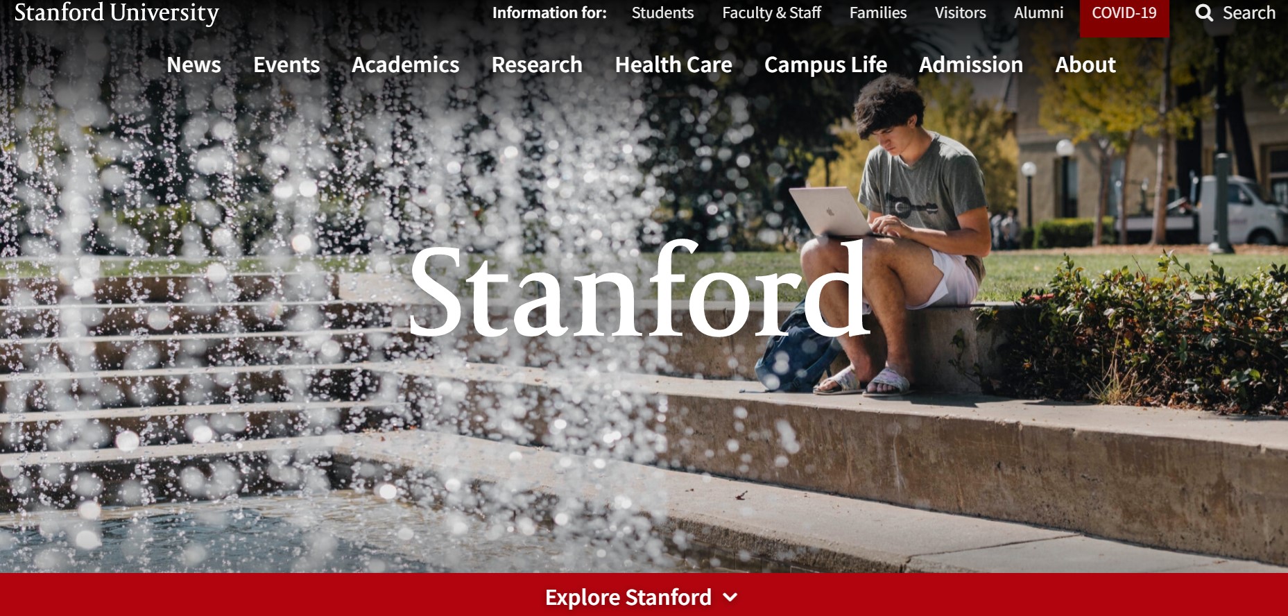 Stanford’s website provides clear navigation, laying out its top-priority landing pages on its homepage.