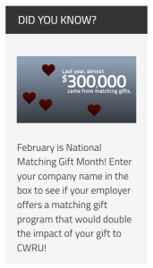 Here’s How You Can Celebrate Matching Gift Month This February