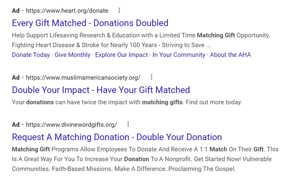 Promote your matching gift page using paid search engine advertising.