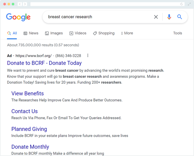 Click to start advertising your fundraising idea for cancer on Google.