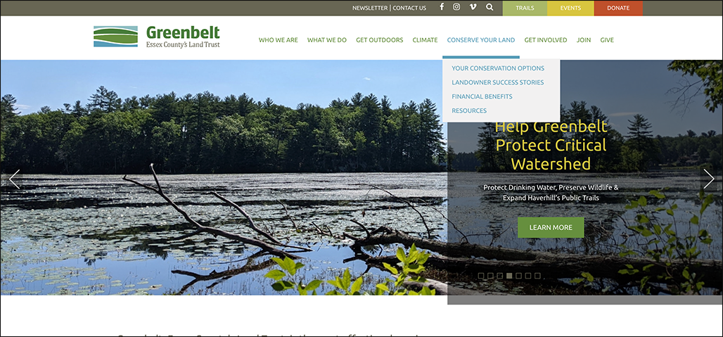 Greenbelt is a top nonprofit website because of its professional website design.