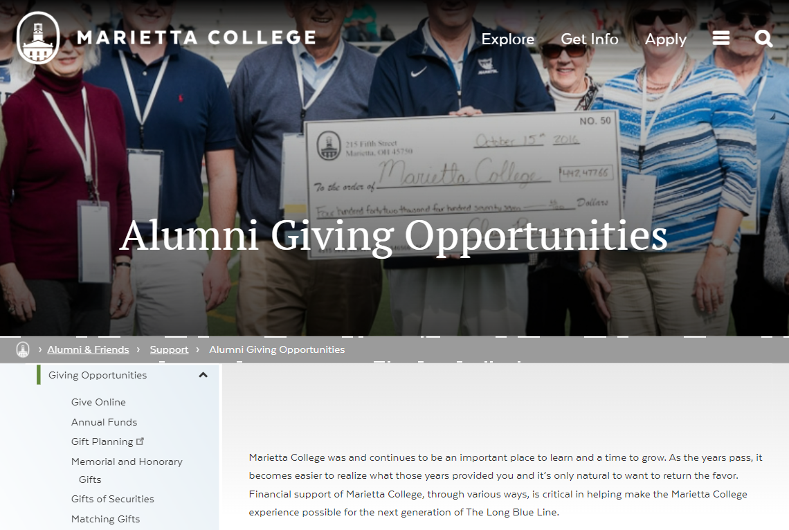 Additional Marietta College matching gift appeals and alumni engagement resource