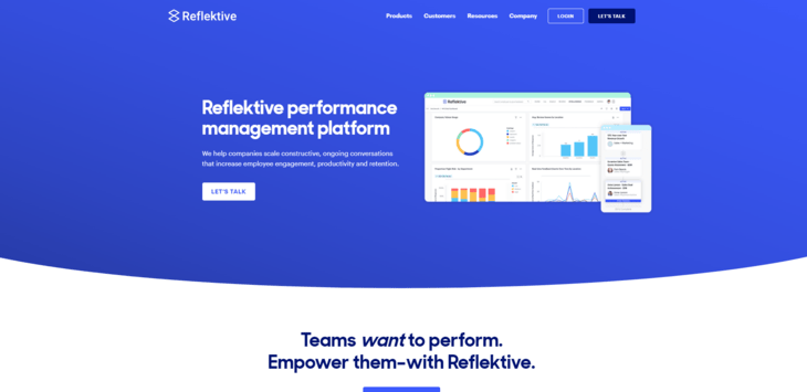 This image shows the website for Reflektive, a top employee engagement tool for feedback. 