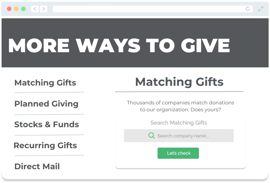 Marketing matching gifts on your ways to give page