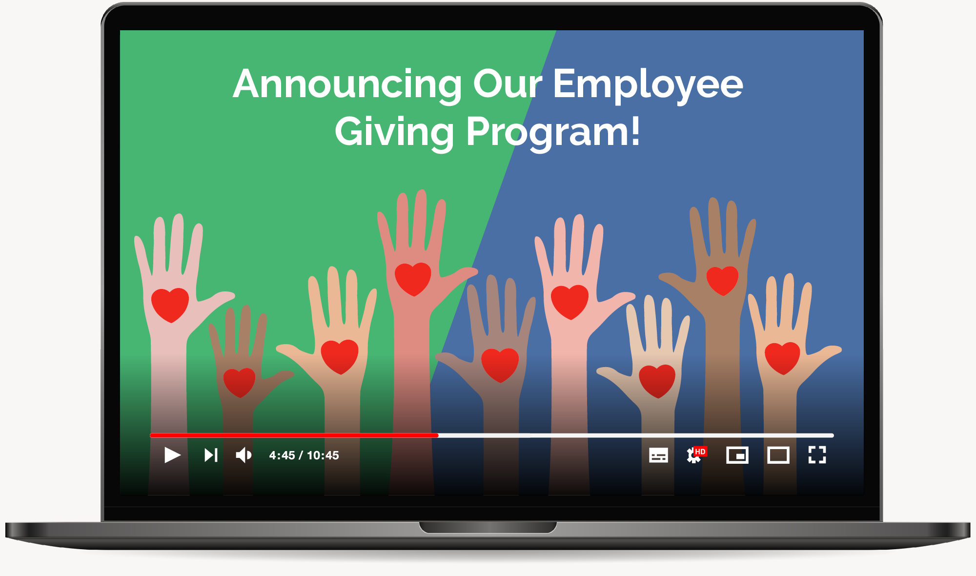 Example thumbnail of an employee giving program announcement video. 