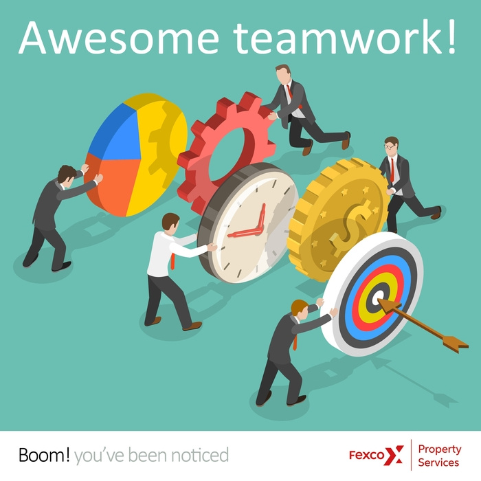 The image depicts an example employee appreciation eCard celebrating teamwork. 