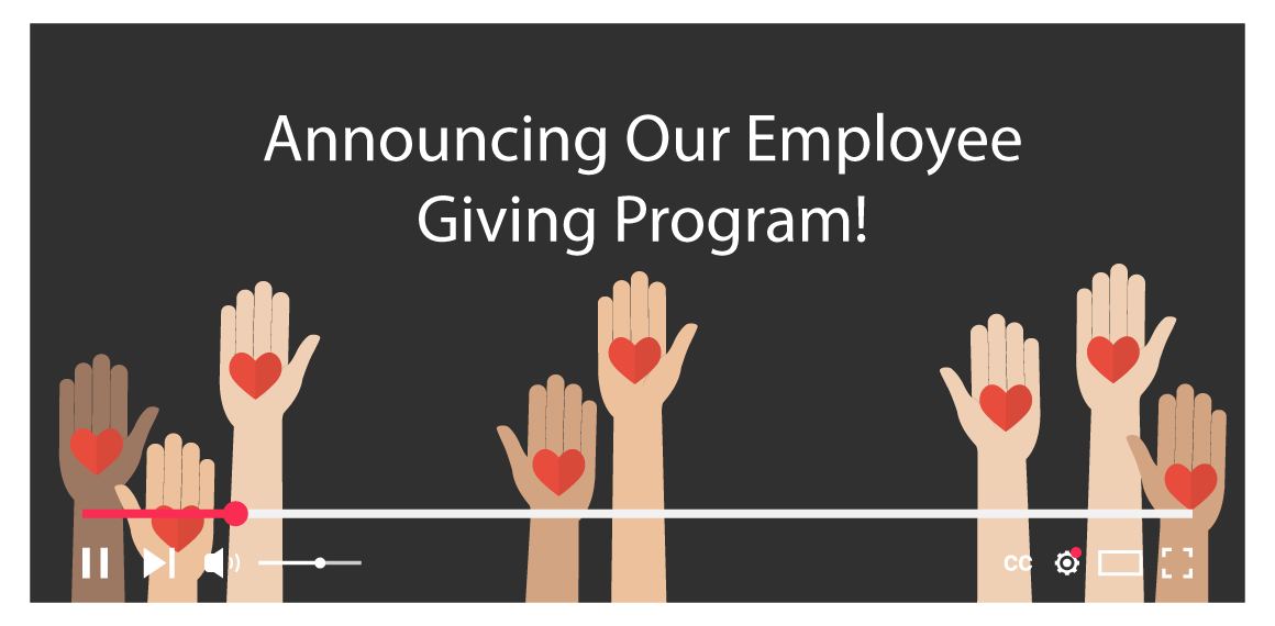 The image shows an example thumbnail of an employee giving program announcement video. 