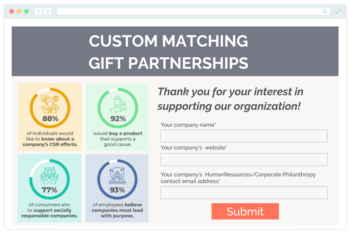 Sample custom match page on a nonprofit website