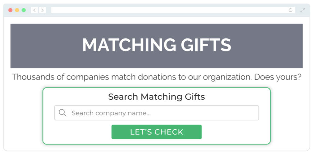 Sample matching gifts page on a nonprofit website