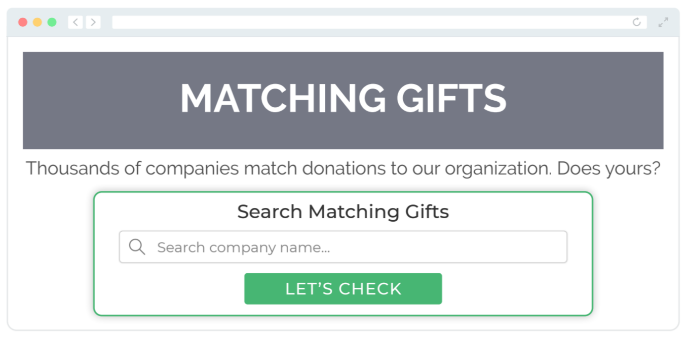 Sample matching gifts page on a nonprofit website