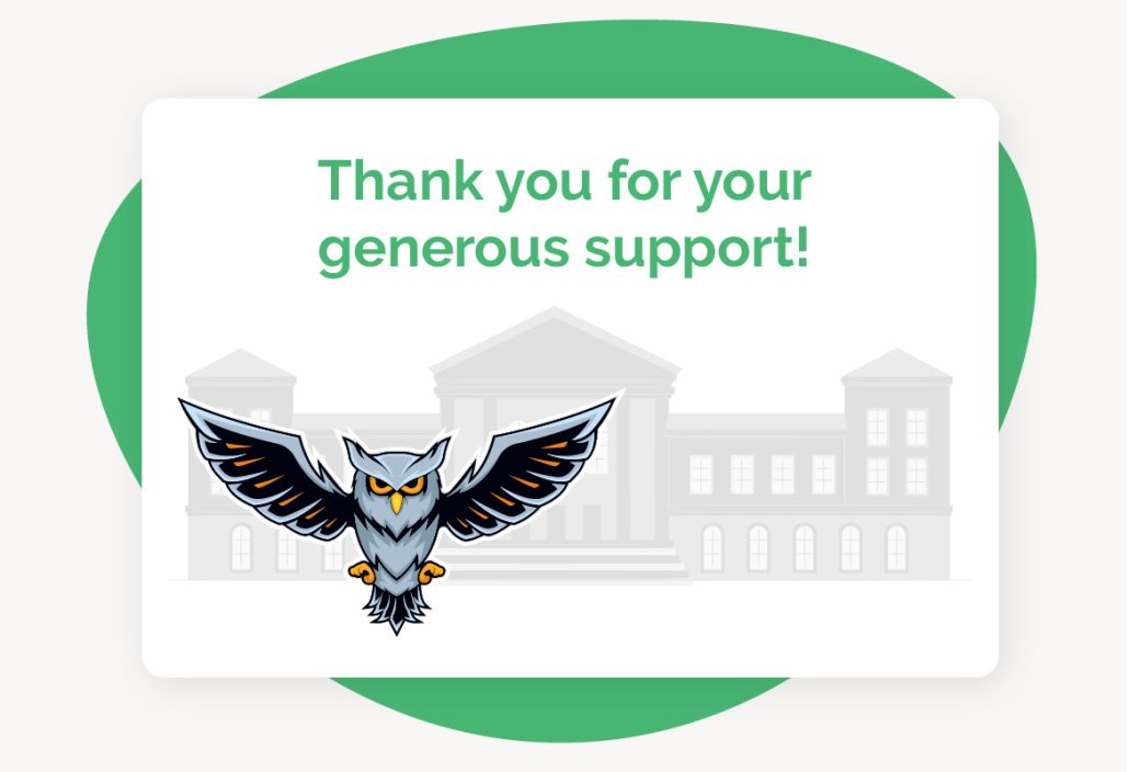 An example of an eCard that schools can use to express their gratitude for alumni giving.