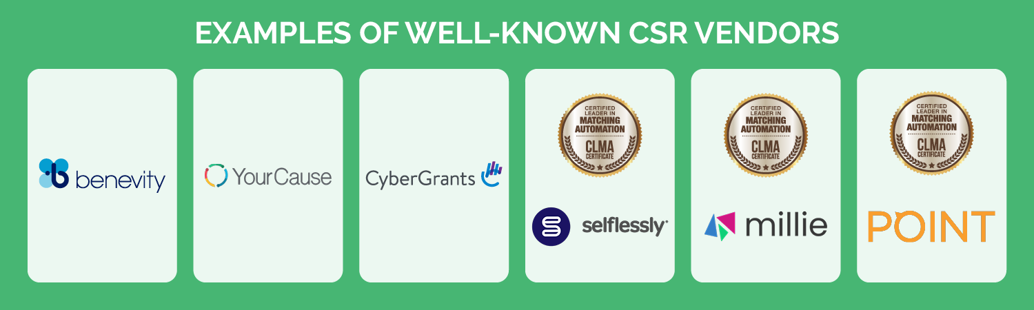 Here are a few examples of software to prioritize for your nonprofit CSR platform registrations.