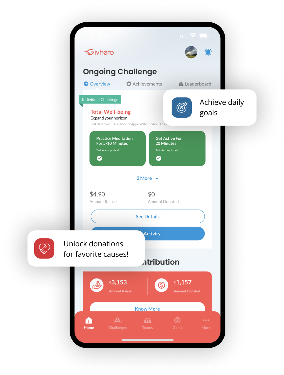 Givhero is an employee wellness app that makes it easy to launch challenges that motivate employees.