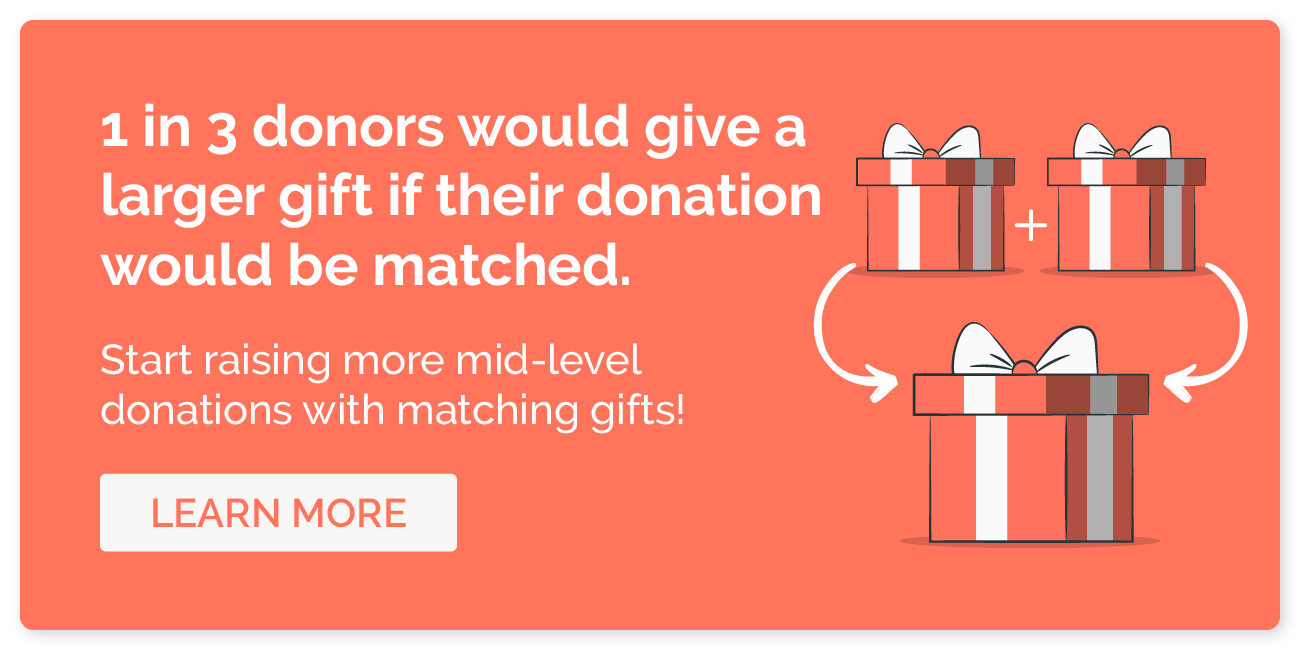 Consider how promoting matching gifts can help increase leadership annual giving by clicking on this image to read a matching gifts guide.