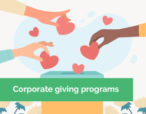 Illustrated donation box representing corporate giving programs.