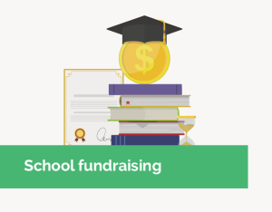 Illustrated books representing the idea of school fundraising.