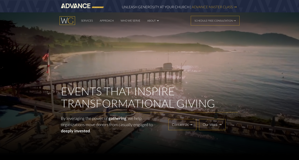A screenshot of Westfall Gold’s website, which lists their top event fundraising consultant services.