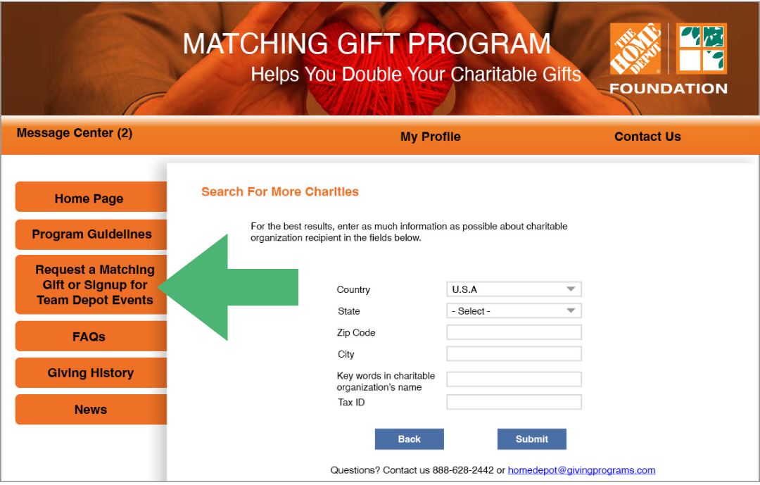 How donors complete their matching gift requests