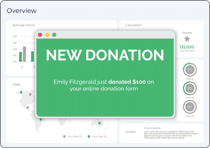 An example of an organization asking for donations with CRM software