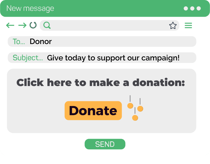 An example of an organization asking for donations through email