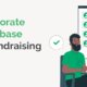 A man using fundraising software on his computer with the title of the article next to him: How A Corporate Giving Database Unlocks Fundraising Success