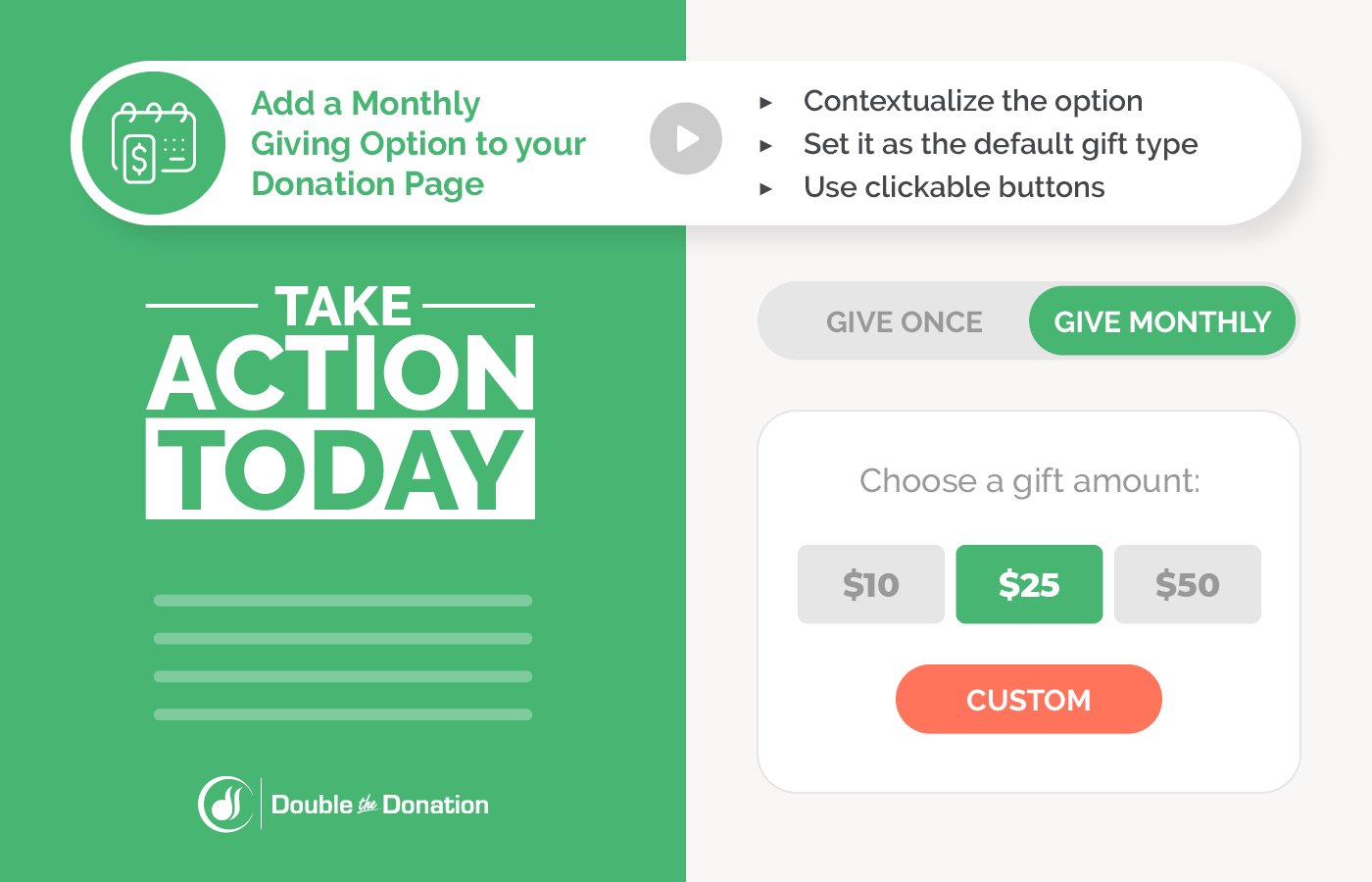 An example of a monthly giving program being promoted on a donation page.
