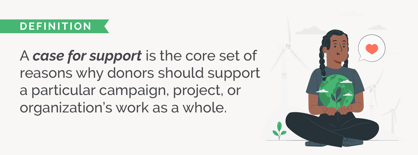 The definition of "Case for support," detailed in the text below