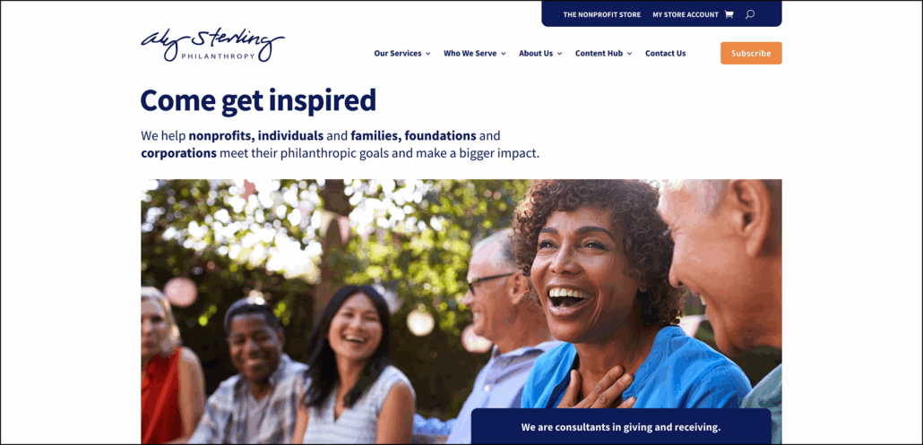 A screenshot of Aly Sterling's homepage.