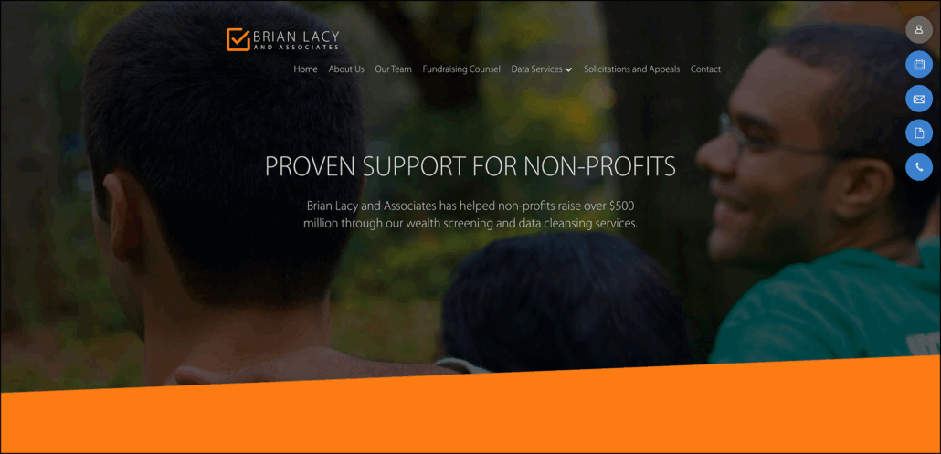 A screenshot of Brain Lacey's homepage.