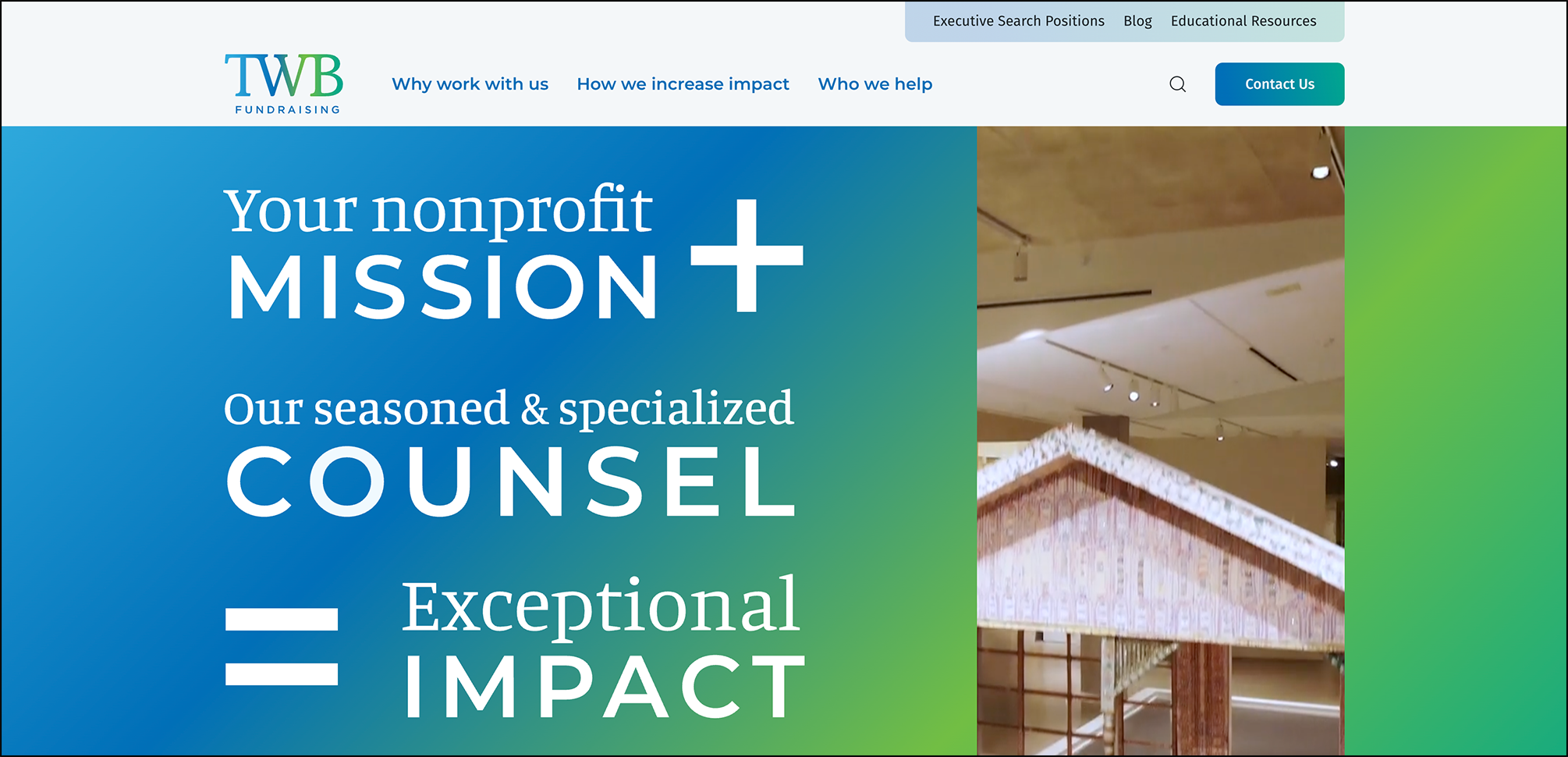 A screenshot of TWB Fundraising's website.