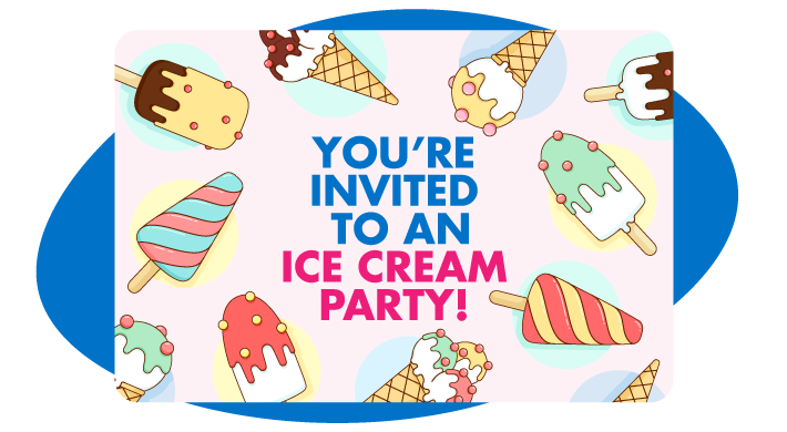 An example eCard invitation, inviting supporters to an ice cream party event.