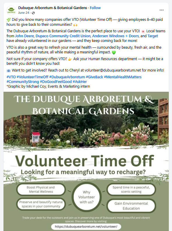 Example of marketing Volunteer Time Off