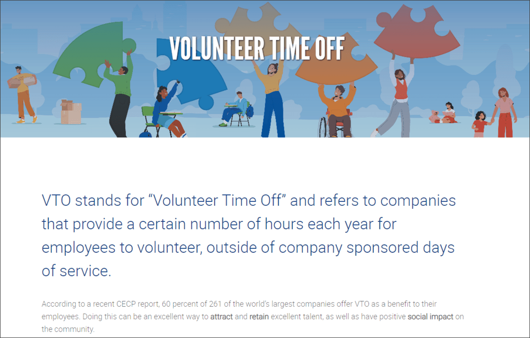 Example of an organization marketing volunteer time off
