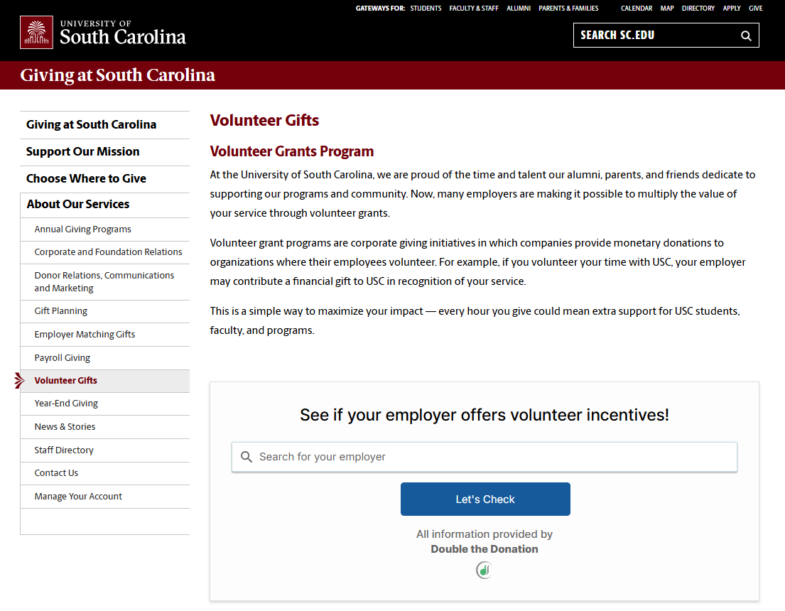 How University of South Carolina demonstrates marketing volunteer time off