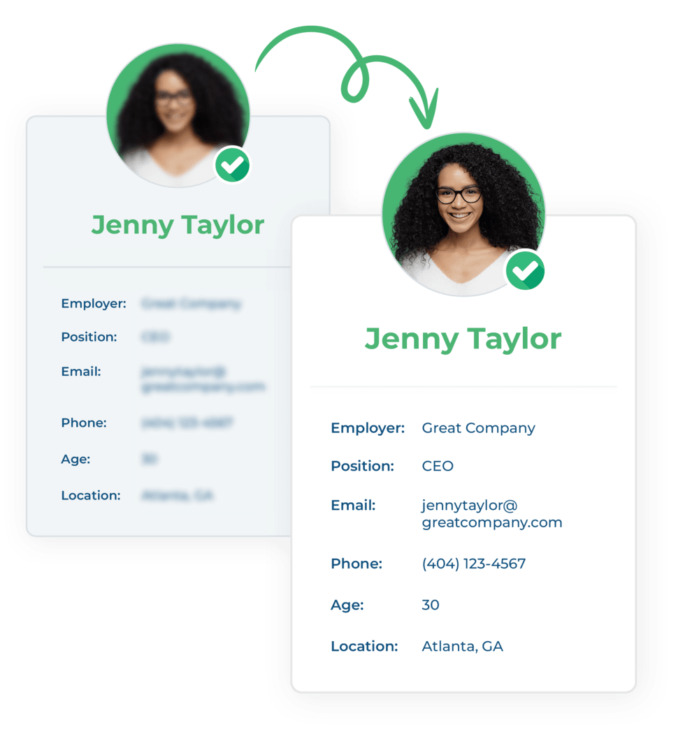 Use data enhancement services to streamline nonprofit data collection and create more accurate, complete supporter profiles like this example.