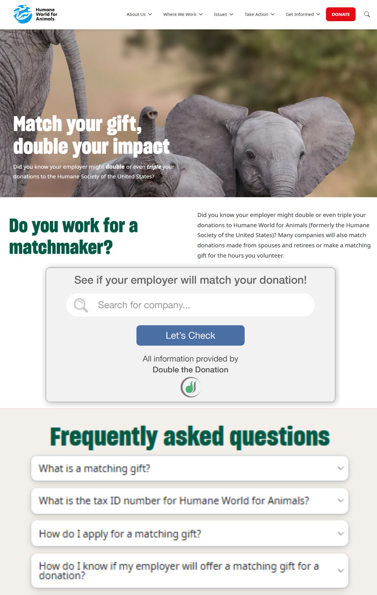 Example match page from the Matching Gift Idea Exchange