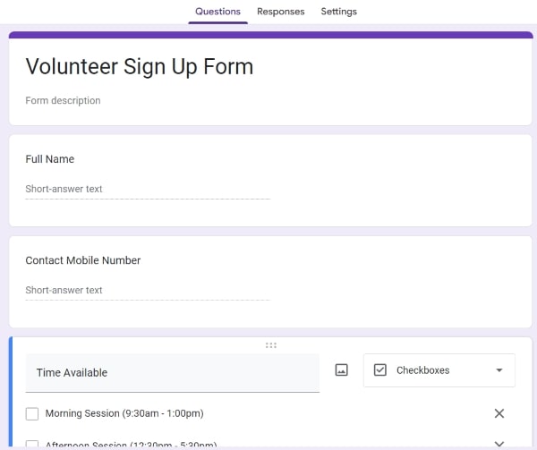 Signup Form Providers_Google Forms Sample