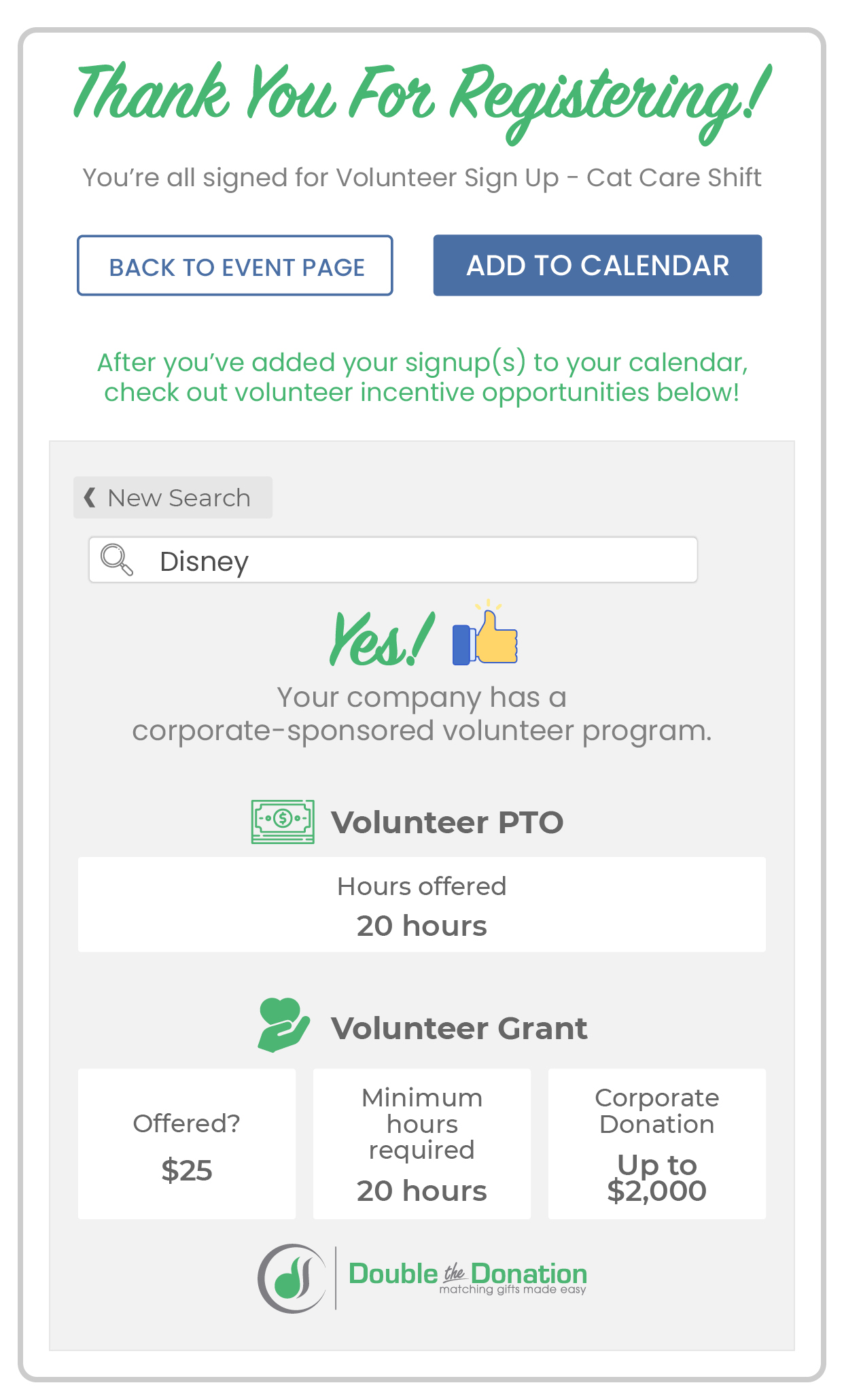 Collecting employer information in volunteer registrations - example form