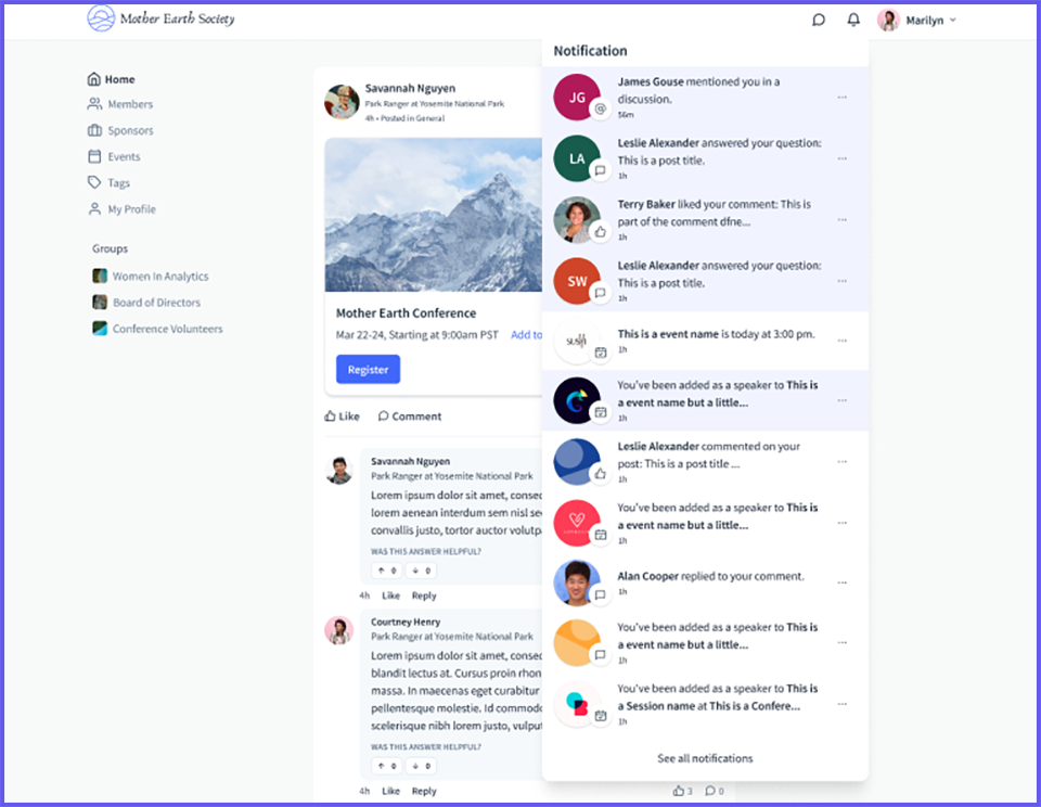 A screenshot of Tradewing's community engagement platform.